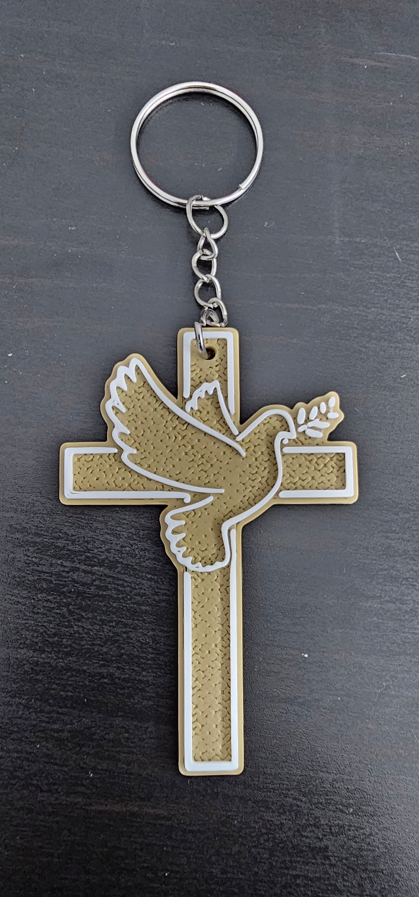 Holy Spirit Cross Keychain