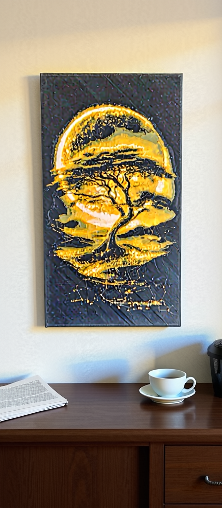 Arte de Parede Árvore da Lua Mística – Impressão 3D HueForge em Camadas