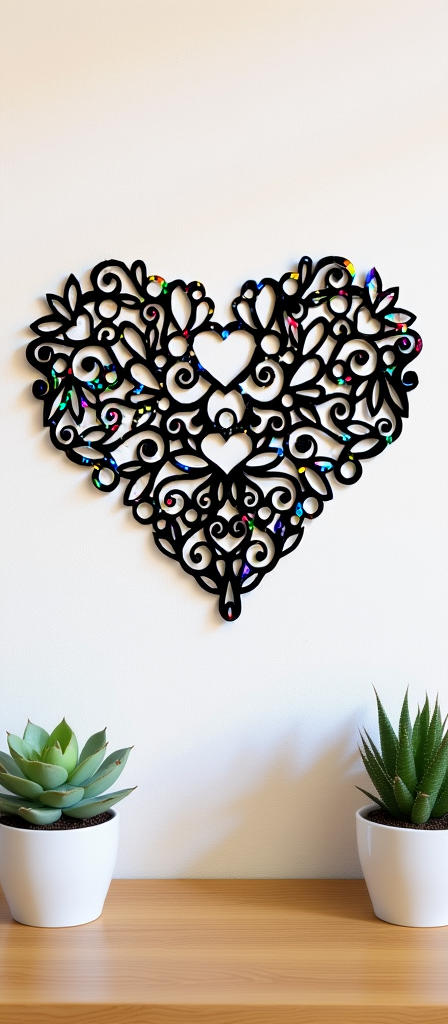 Arte de Parede Coração Decorativo – Design Detalhado HueForge