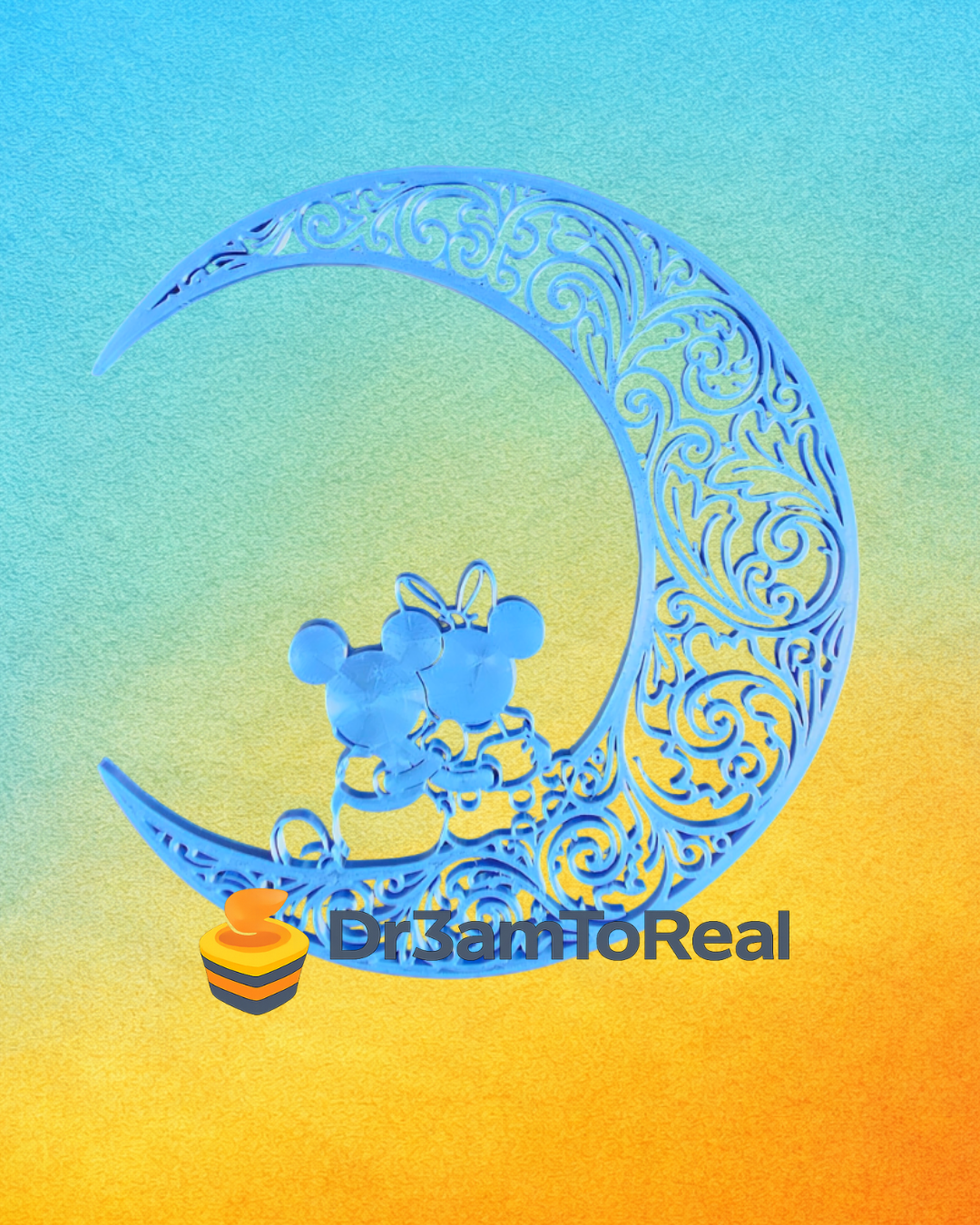 Escultura Decorativa Casal Minnie/Mickey Moon
