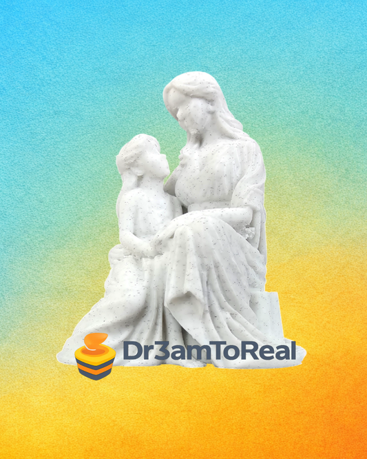 Escultura de Mãe e Filha Sentadas – Edição de Dia da Mãe