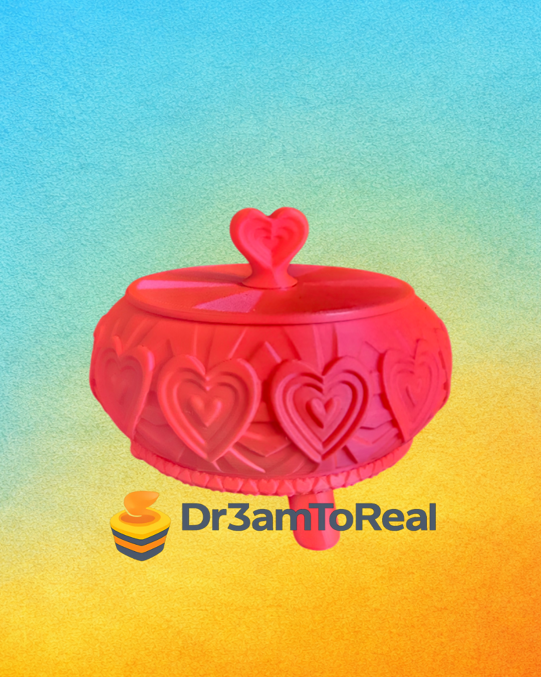 Caixa 3D com Corações