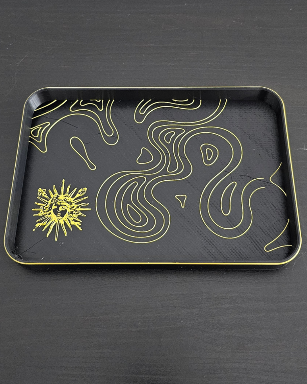 Tabuleiro Decorativo Retangular – Padrão de Sol Artístico