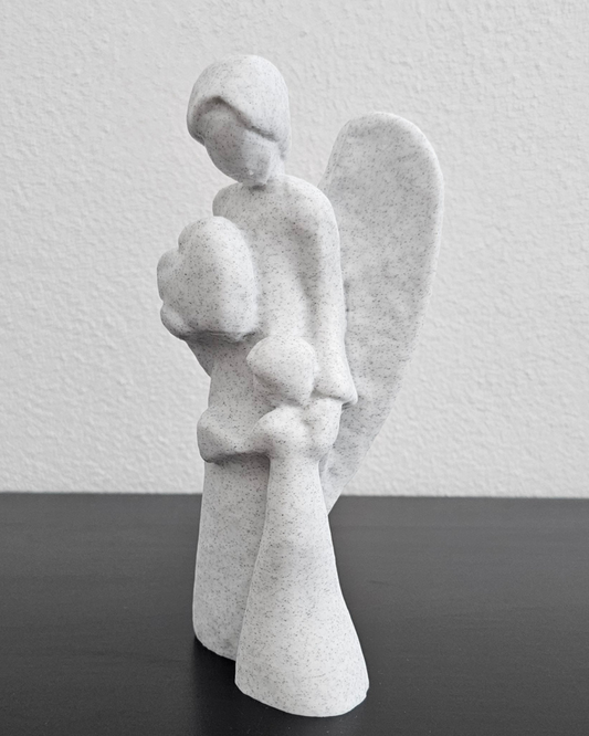 Escultura de Anjo Mãe e Filho – Decoração Emocional para o Lar