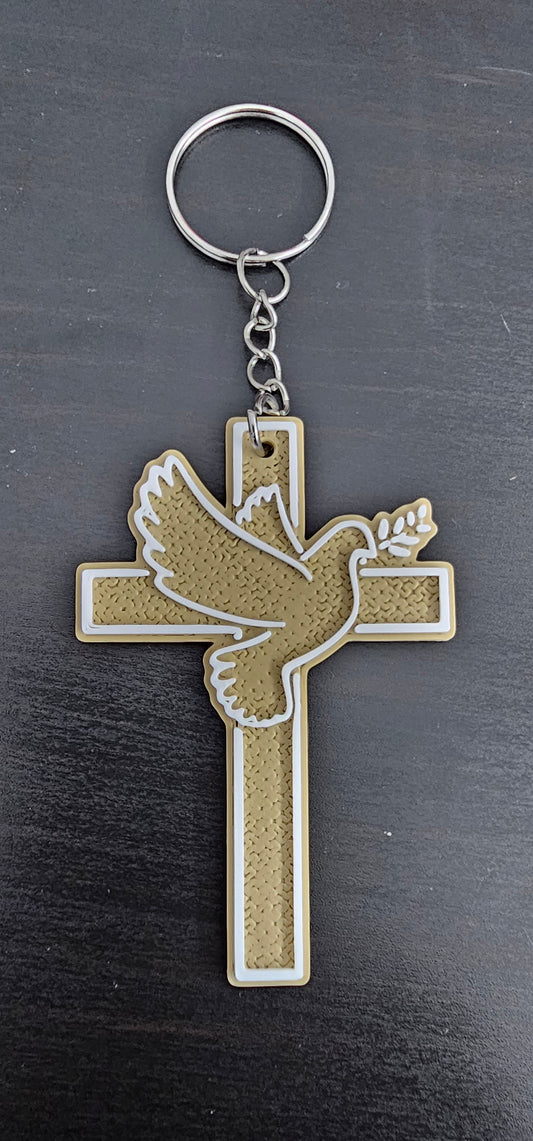 Holy Spirit Cross Keychain