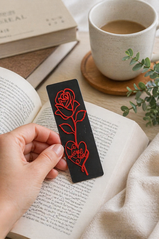 Rose “Love You” Bookmark – Romantic Minimal Design