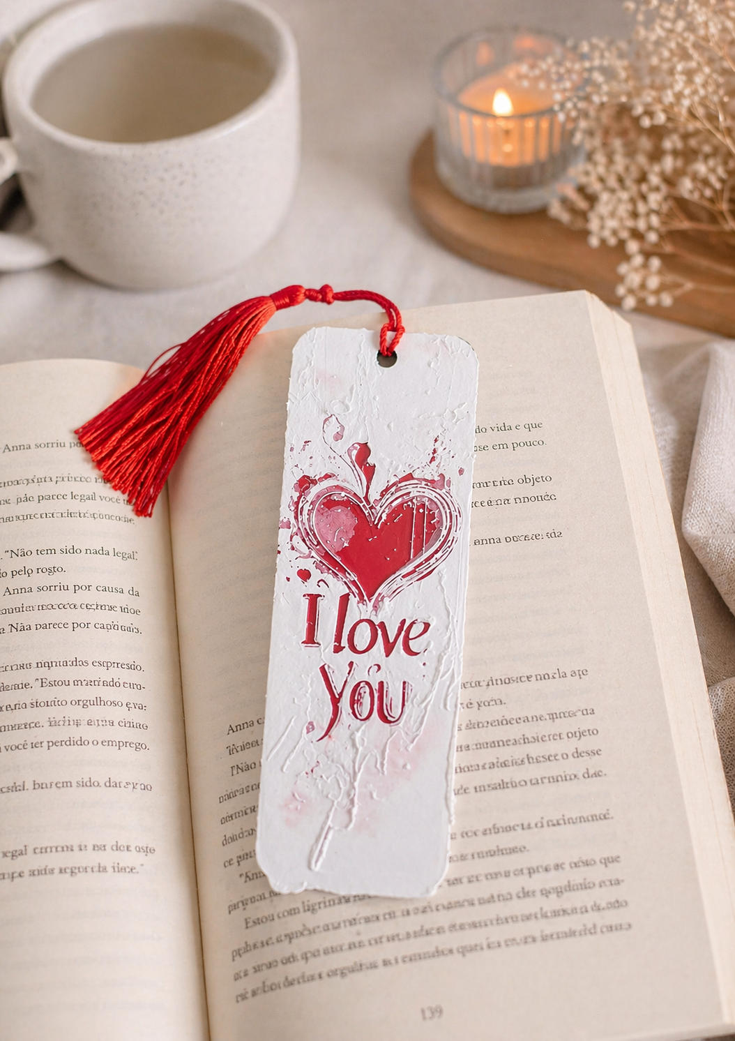 “I Love You” Heart Bookmark