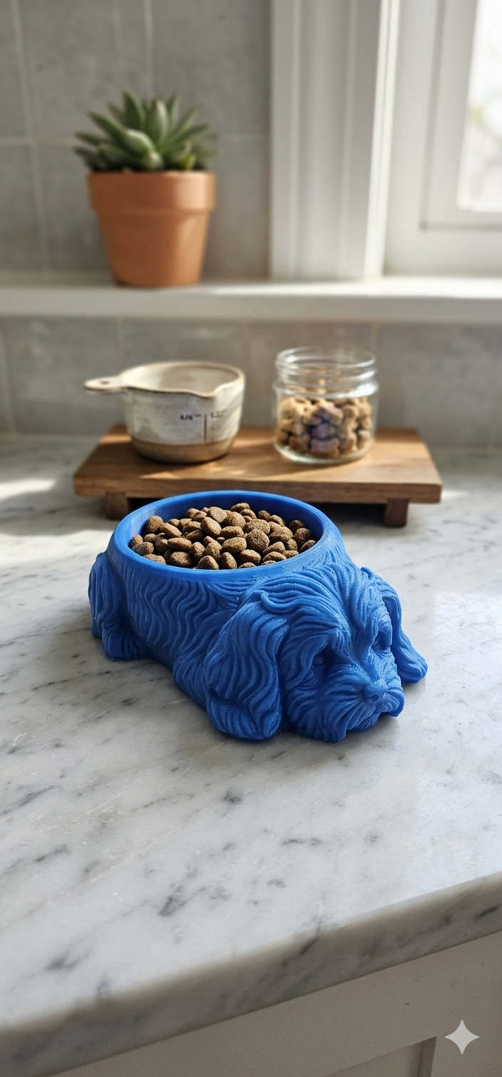 Dog Face Food Bowl – 3D Printed Pet Bowl with Sculpted Design