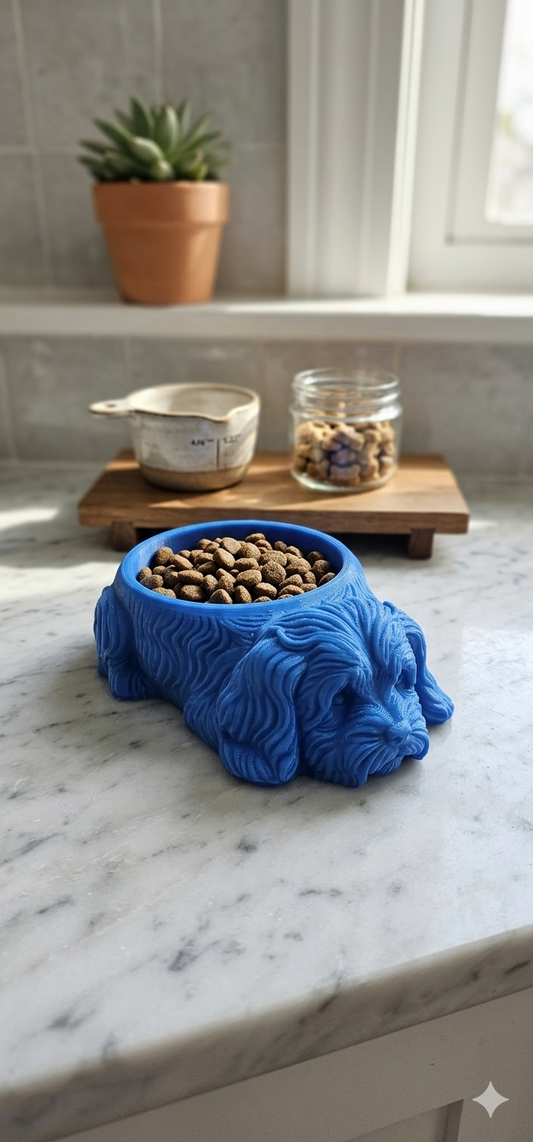 Dog Face Food Bowl – 3D Printed Pet Bowl with Sculpted Design