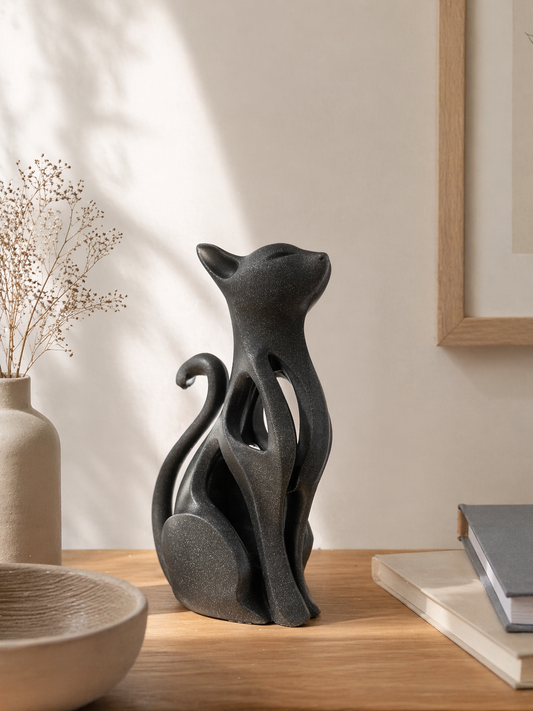 Elegant Abstract Cat Sculpture – Modern Minimalist Home Decor
