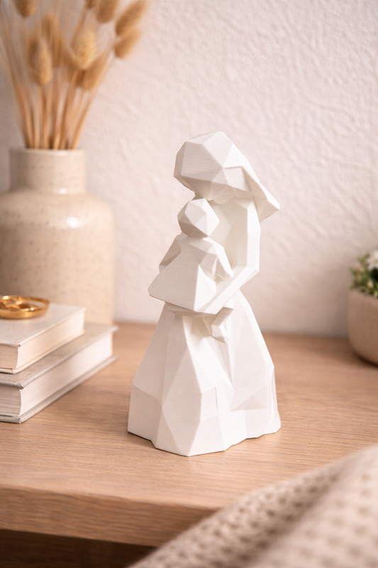 Geometric Mother & Child Sculpture