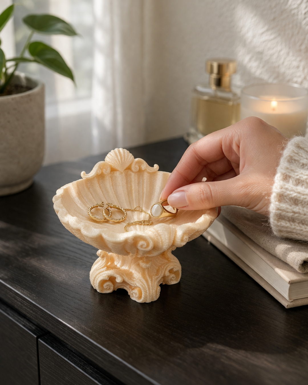 Shell Jewelry Holder – Elegant 3D Printed Ring Dish