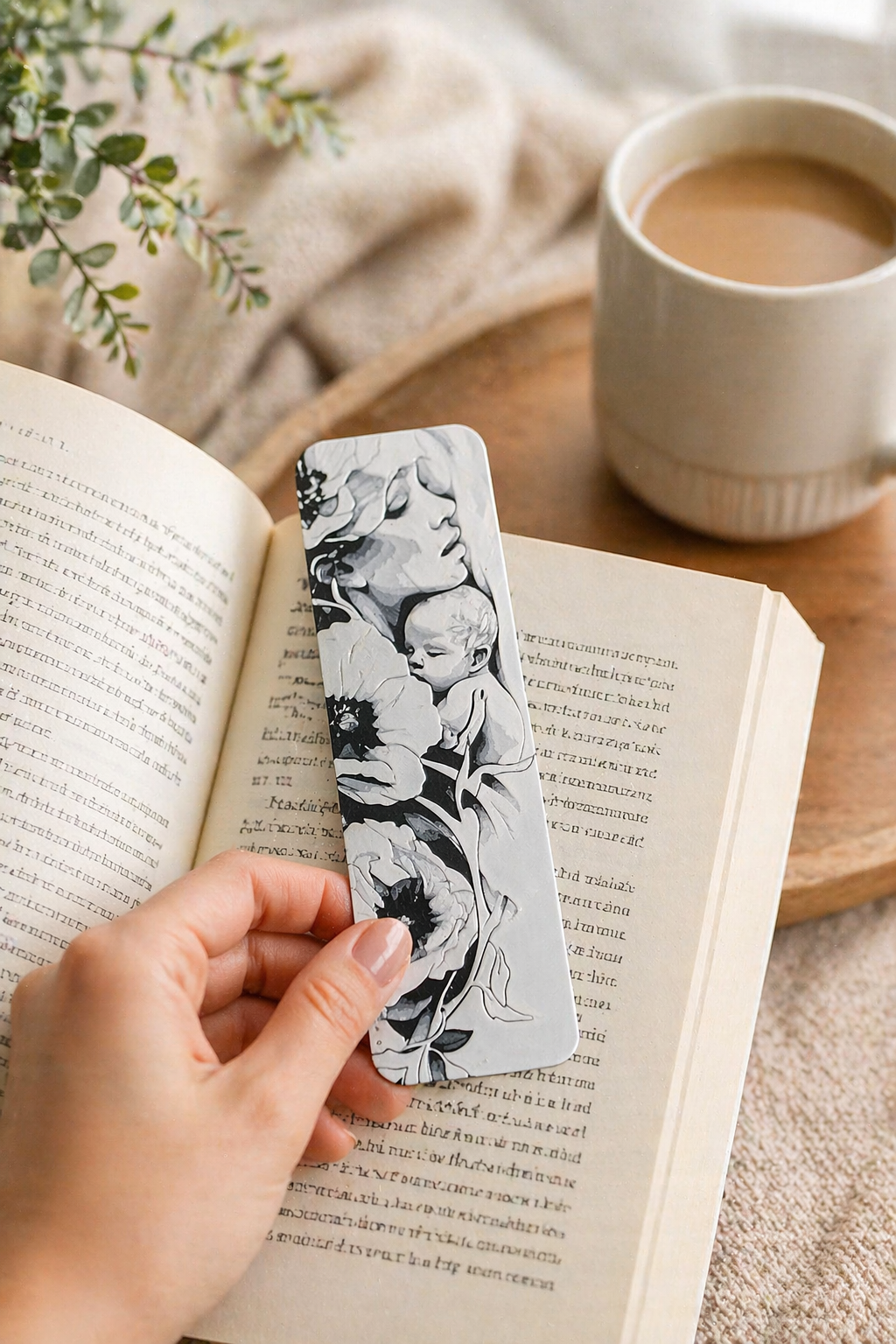 Mother & Baby Bookmark – Artistic Minimal Illustration