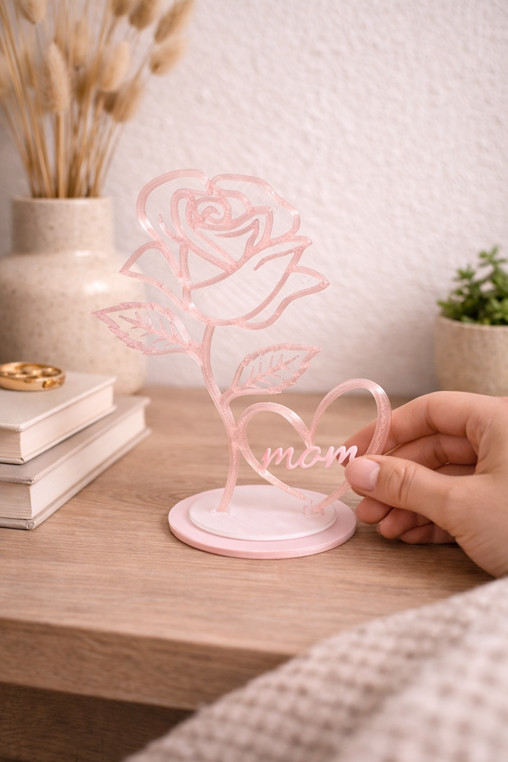 Minimal Rose Sculpture – “Mom” Edition