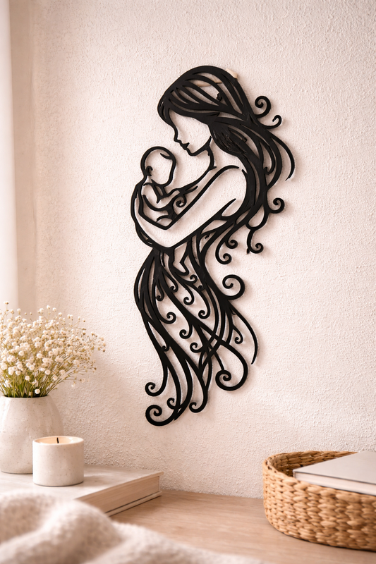 Mother & Baby Wall Art – Minimal Silhouette
