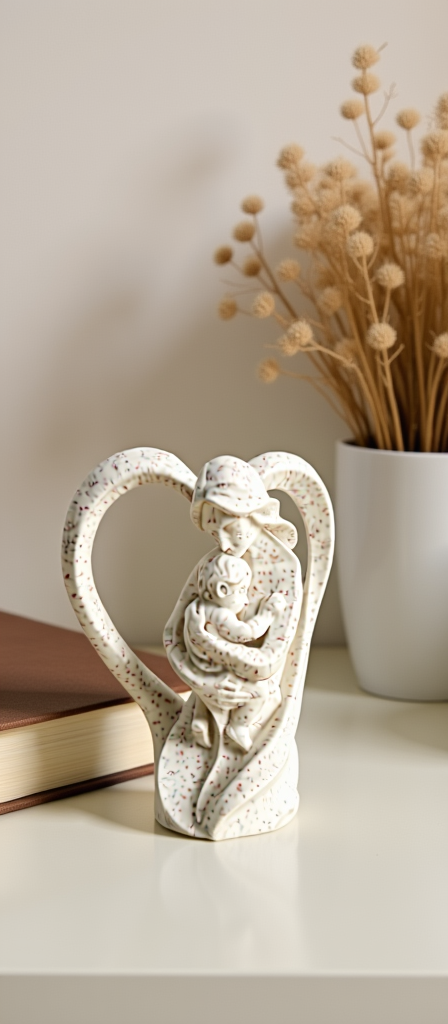 Escultura Coração Mãe e Bebé