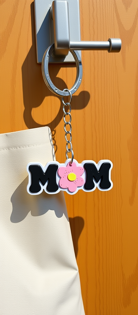 Porta-chaves “MOM” com Flor